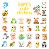 56 Watercolor Hand-Painted Cartoon Animal Graffiti Stickers Cute Penguin Lamb Crocodile Decorative Stickers