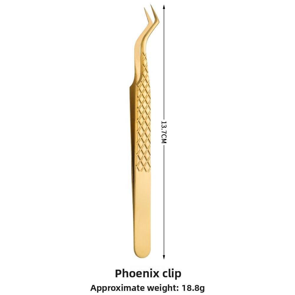Golden High Precision Net Pattern Eyelash Extension Tweezers, Professional Beauty Lash Feather Clip, Durable False Eyelash Graft