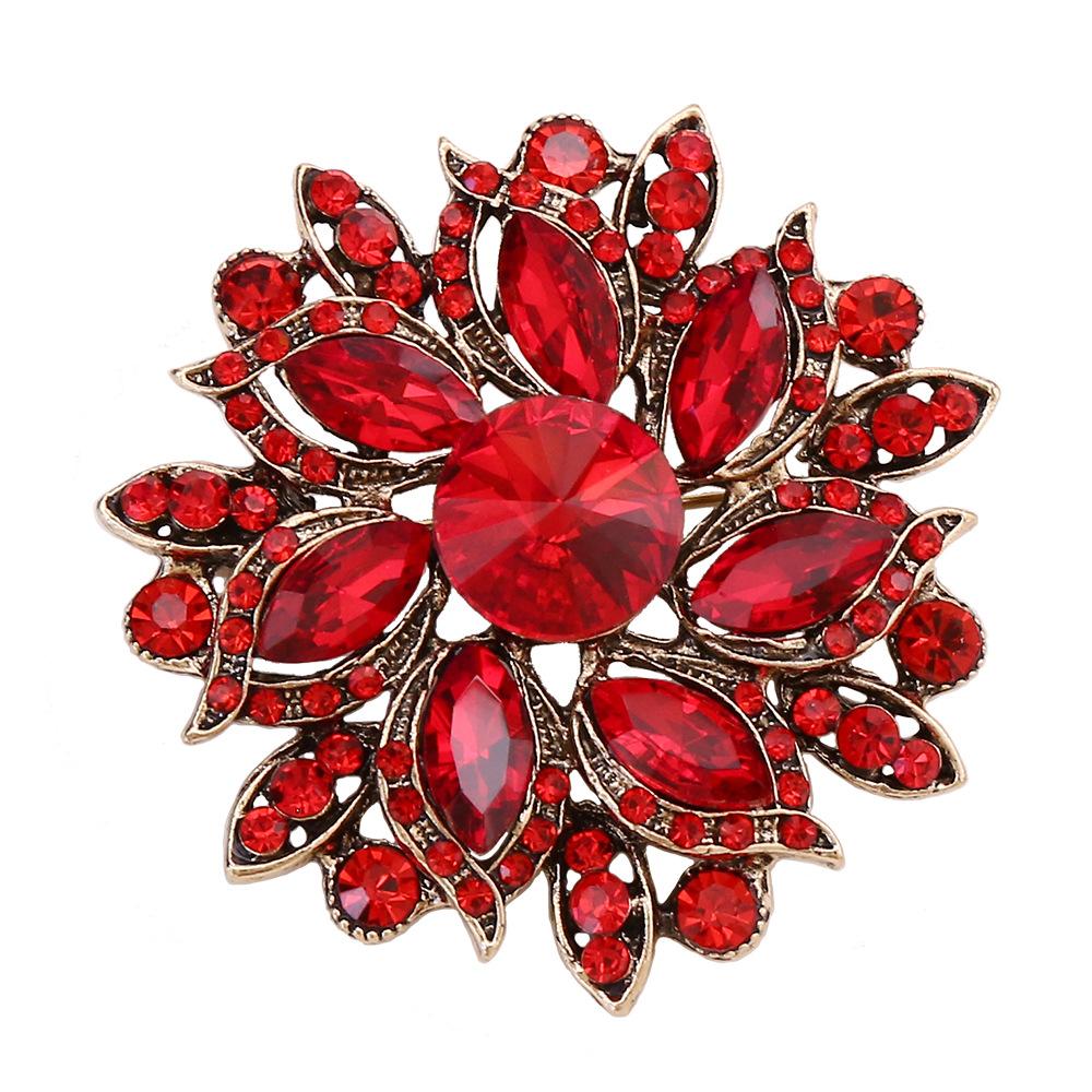 DIEZI 6 Farben Luxus Vintage Blume Kristall Strass Broschen Damen Mädchen Party Hochzeit Mode Brosche Zubehör Schmuck