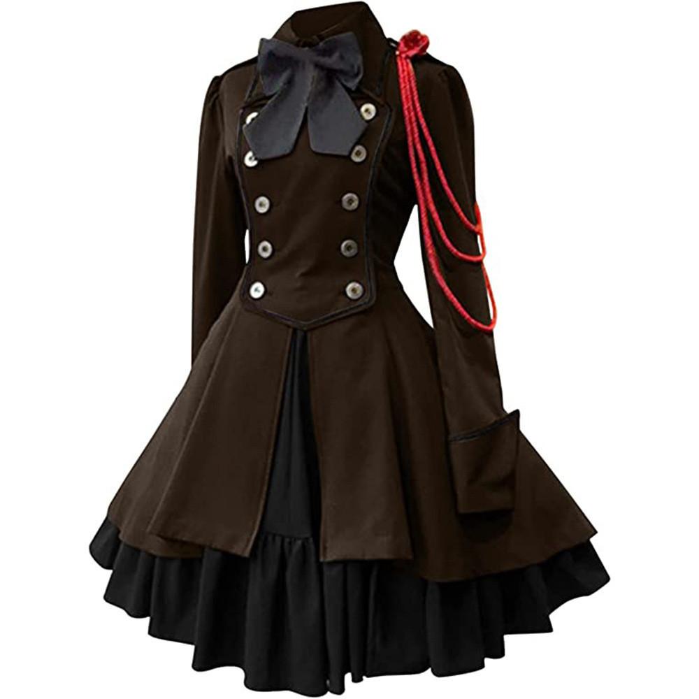 Medieval Renaissance Gothic Dress With Ruffled Collar For Cosplay And Fantasy Role Play