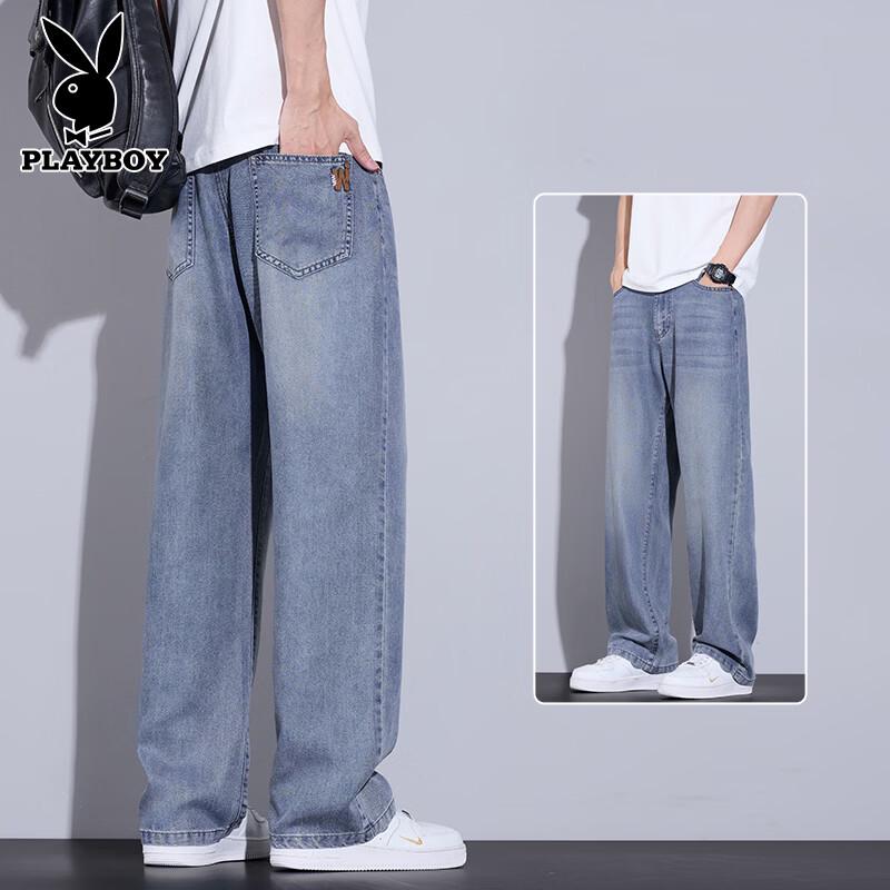 PLAYBOY Men s Retro Loose Fit Tencel Denim Jeans 36