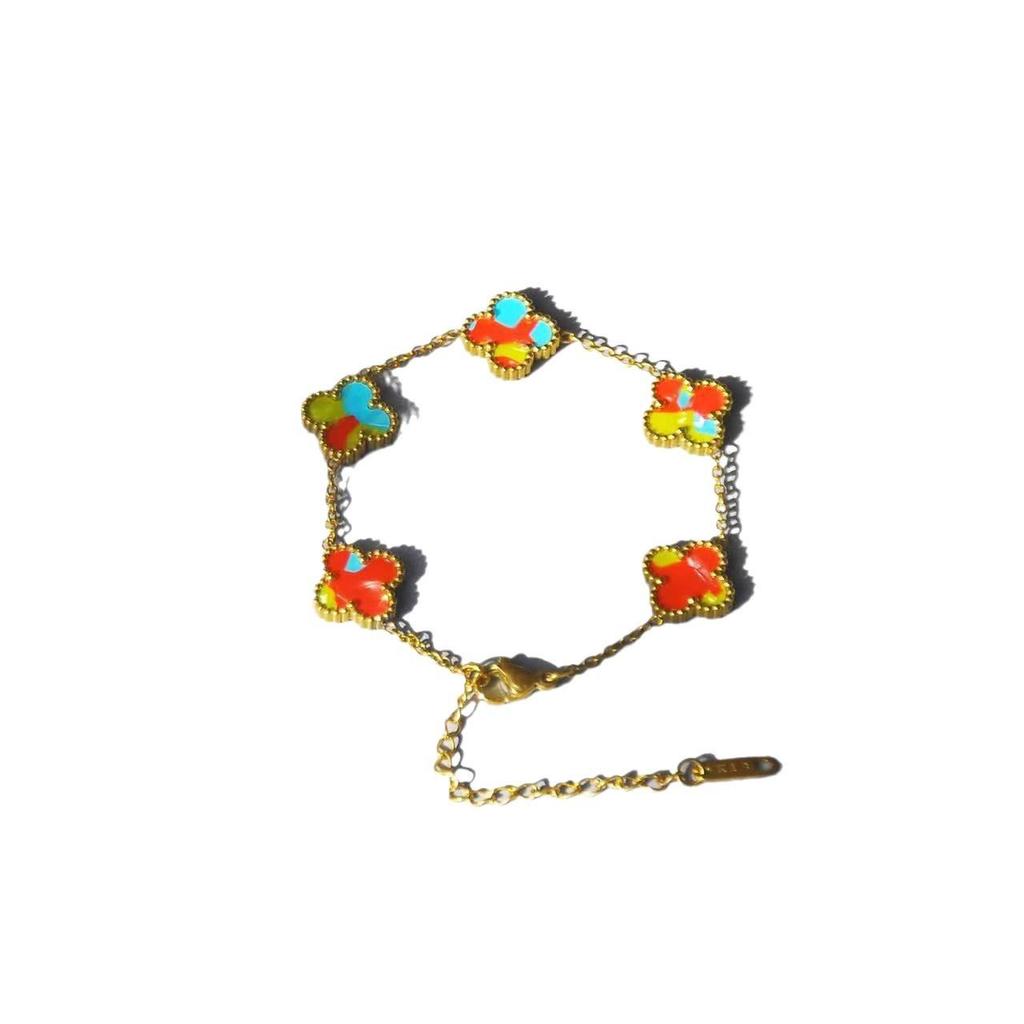 New Four Leaf Lucky Color Bracelet Color Blocked Series Fashion Bracelet Beimu Five Flower Bracelet