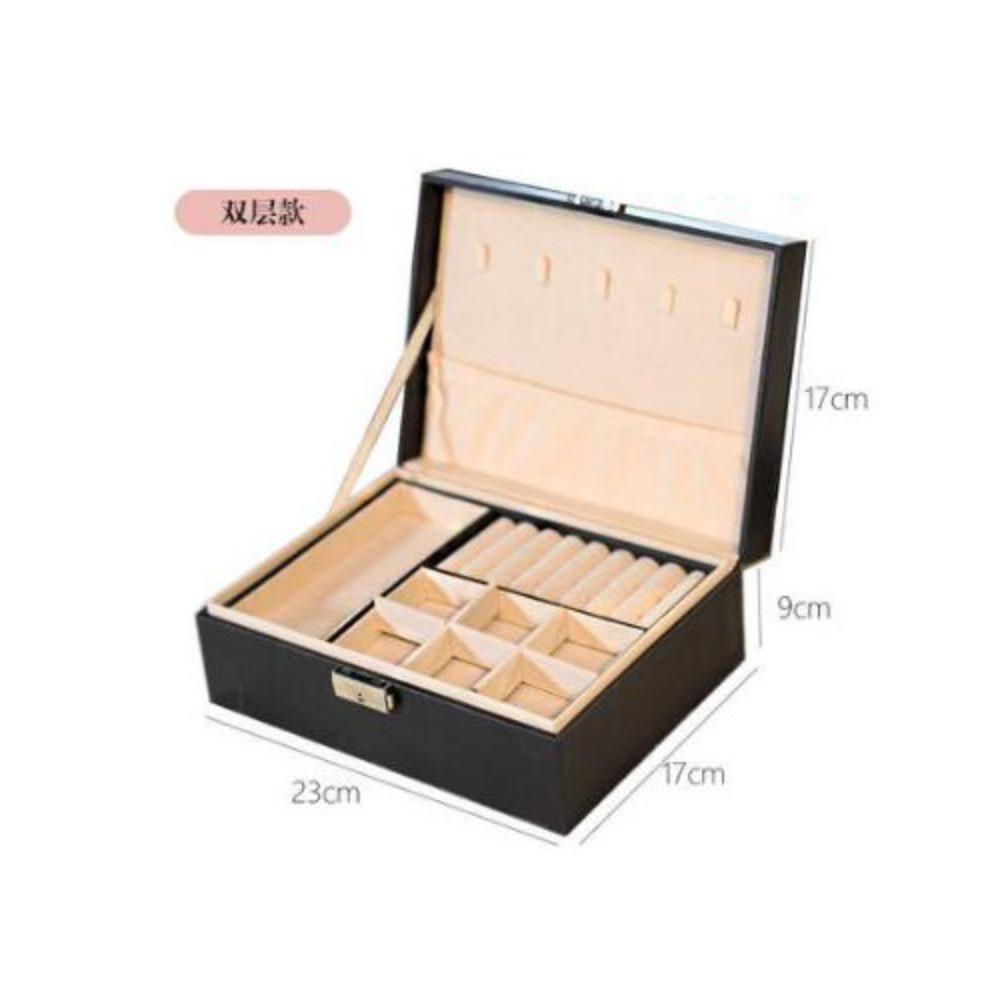 Double Jewelry Box Large Capacity Leather Jewelry Storage Box with Lock Earrings Jewelry Ring Necklace Bracelet Storage Box