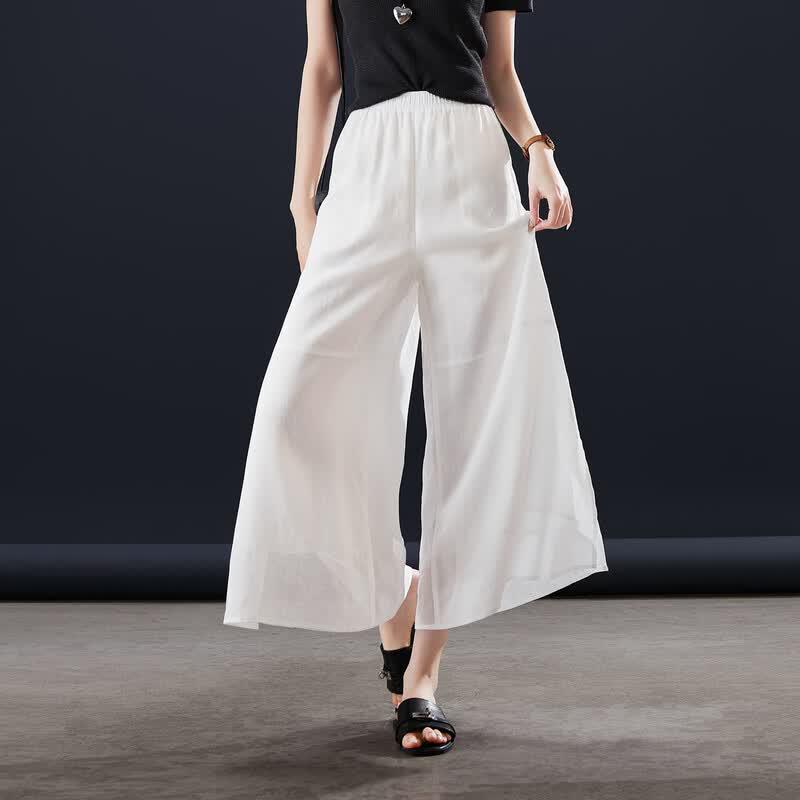 SOFSIL Women's High-Waist Wide-Leg Cropped Casual Pants
