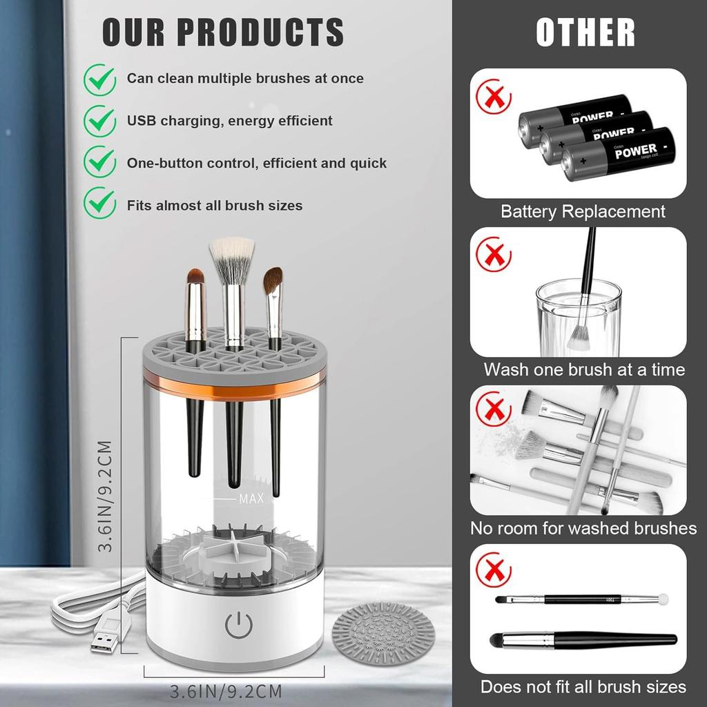 USB Tak Taşınabilir Elektrikli Makyaj Fırçası Temizleyici Kauçuklu Makyaj Makinesi Elektrikli USB Hızlı Temizleyici Temizleme Fırçası Yaka Brus