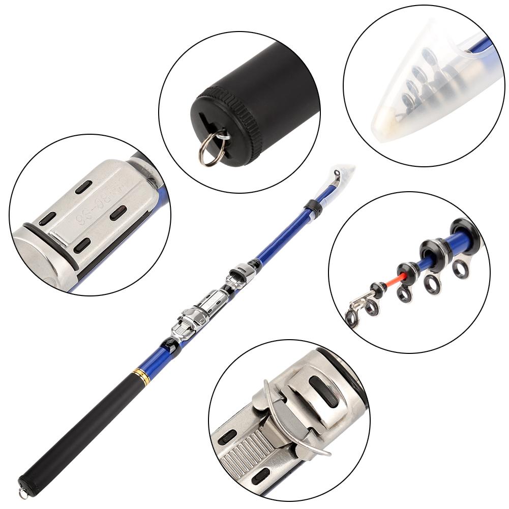 Mini Glass Fiber Telescopic Ultra light Casting Rock Sea Fishing Rod Pole (1.8m)