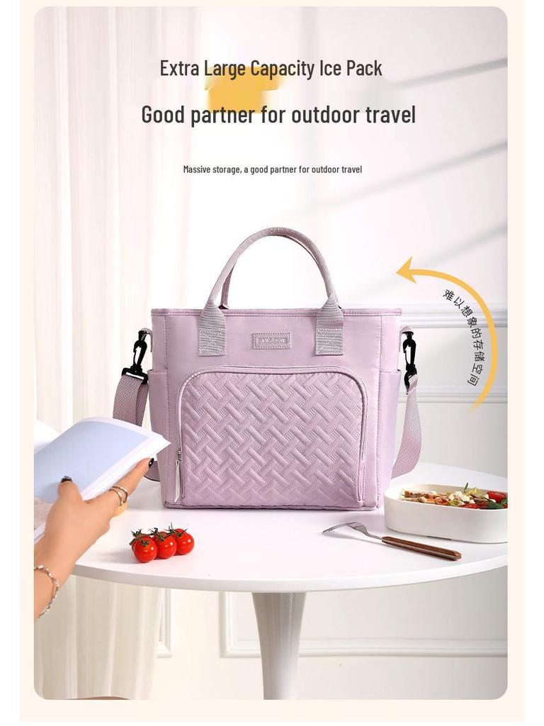 Large Capacity Insulated Lunch Bag with Crossbody Strap