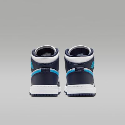 Jordan 1 Mid Obsidian Dark Powder Blue (GS)