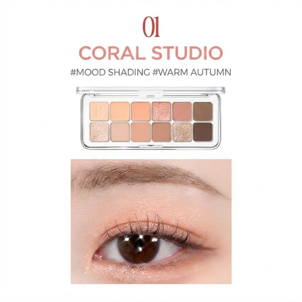 CLIO Pro Eye Palette Air #01 Coral Studio Korean Eyeshadow Palette Makeup