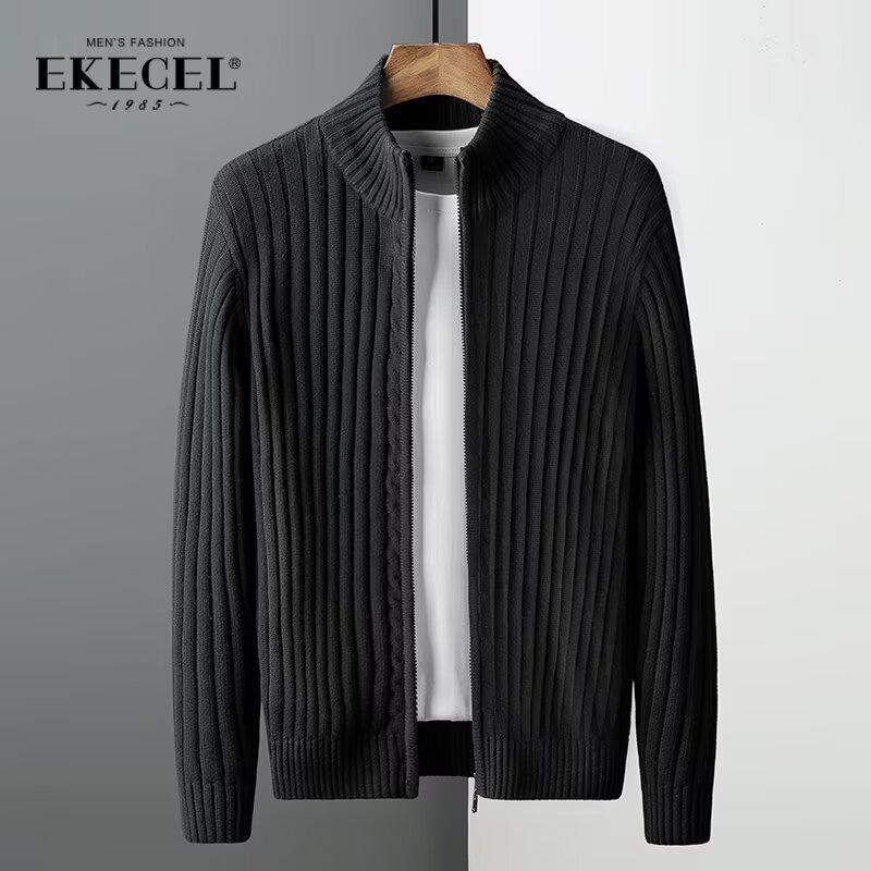 

2025 Autumn/Winter Men s Luxury Lightweight Knit Cardigan - Loose Fit Zipper Half-High Collar Sweater Jacket 3XL (160-170 jin)