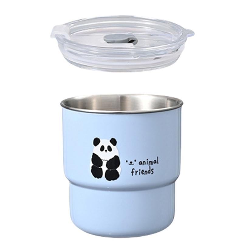 304 Stainless Steel Cartoon Coffee Cup Feature Cute Crocodiles Panda Designs for Kids Students and Professionals