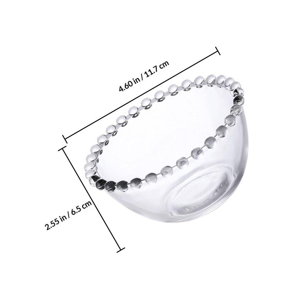

1Pcs Glass Dessert Bowl with Beaded Texture 3D Rounded Body Smooth Surface for Salad Fruit Ice Cream Pudding Serving Storage