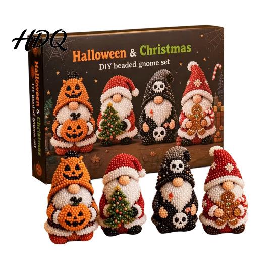 Kit de Matériel DIY Pour Débutants Gnome Perlé 3D Broderie de Perles Minuscules 4 Pièces Lutins Artisanat de Perlage Art Artisanat Mignon Cadeau Fait Main pour & Artisanat
