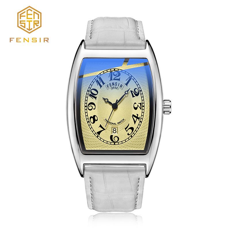 Fins Men's Tonneau Classic Blue Light Retro Business Waterproof Quartz Watch