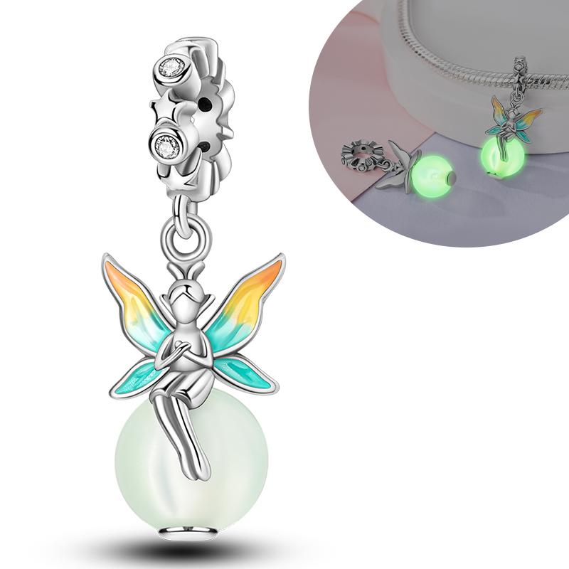 Copper Charms Luminous Beads Firefly Chameleon Fit Original Bracelet Pendant Diy For Woman Jewelry