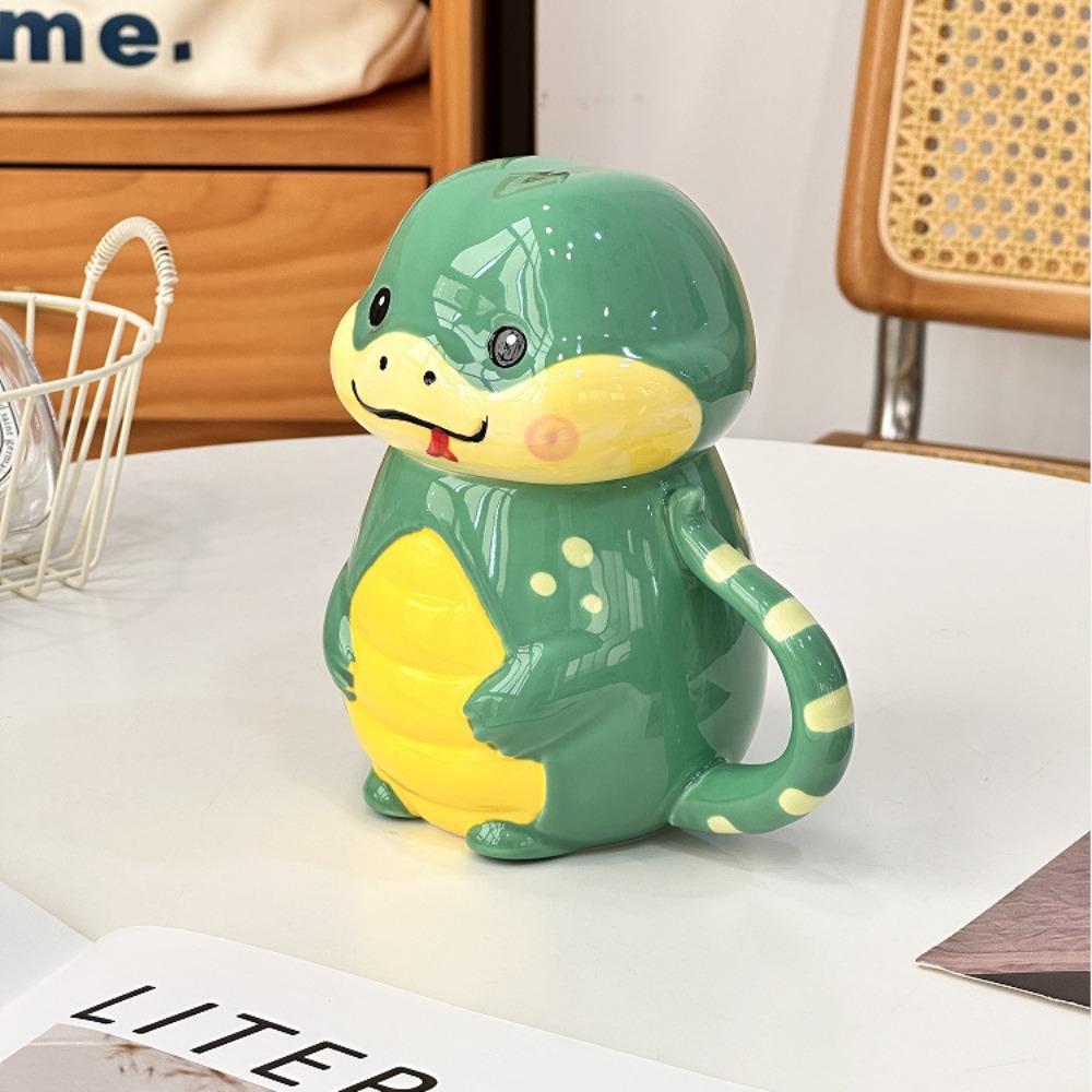 Creative Strange Snake Ceramic Mug Cute Cartoon Office Home High Value Couple Ceramic Water Cup with Lid