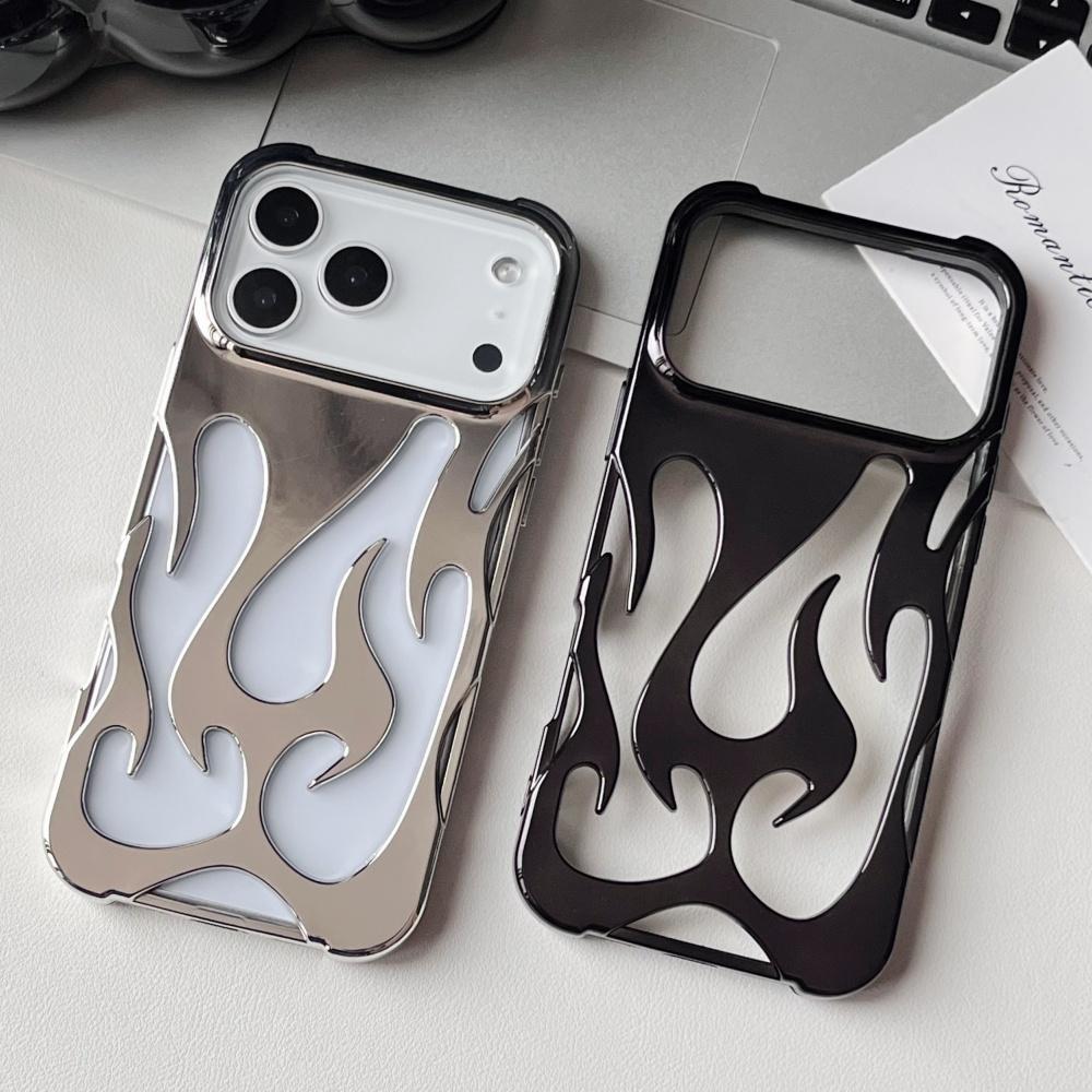 Per custodie iPhone 17 Pro Placcatura TPU Modello Fiamma Vuota 3D Custodia per Telefono Antiurto per iPhone 17 16 Pro Max Air 15 16 Plus Cover