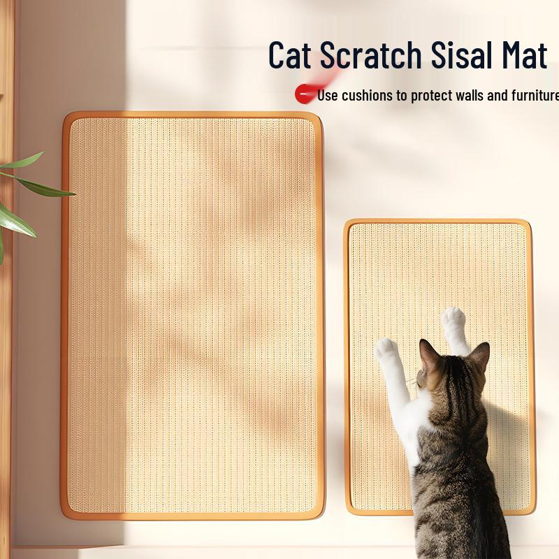 Wear-Resistant Sisal Cat Scratcher Mat - Lint-Free Wall Protector & Cat Claw Board