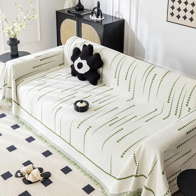 Telo per divano a righe a tinta unita Ispessito Ciniglia Quattro Stagioni Universale Nappa Telo per divano Antiscivolo Copertura Inclusiva Telo