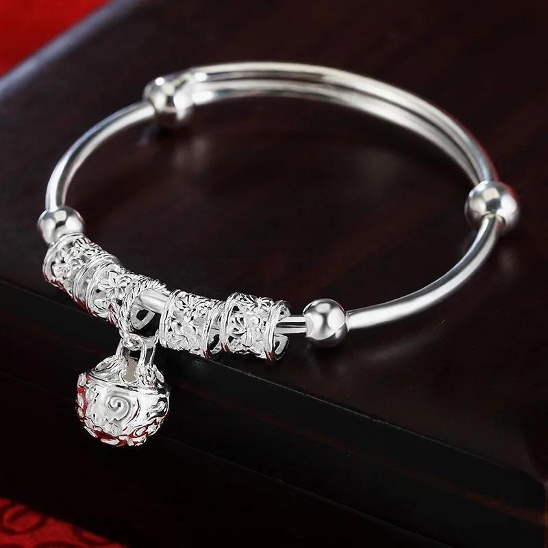 Fijn 925 Sterling Zilver Holle Bellen Bal Armbanden Verstelbare Armbanden voor Vrouwen Mode Vakantiecadeaus Feest Bruiloft Sieraden