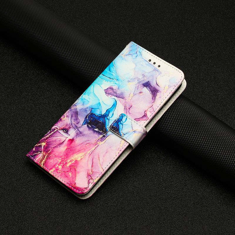 Applicable to Apple 16E mobile phone case iPhone15PROMAX mobile phone leather case flip painted marble protective case