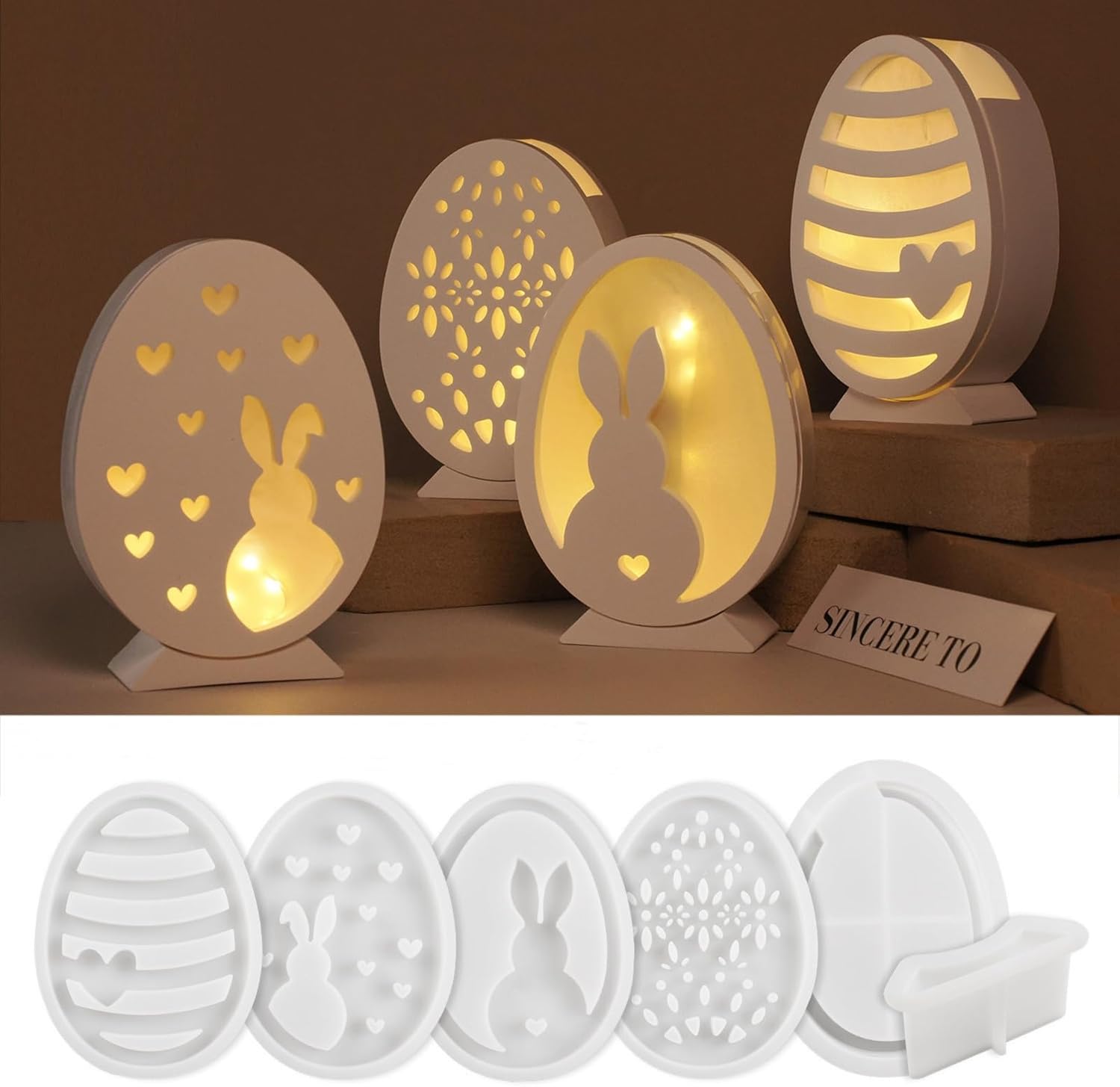 

Easter Resin Molds Set, Bunny Egg Silicone Mold for Epoxy Resin, Plaster, Cement, Easter Decor, DIY Crafts M белый