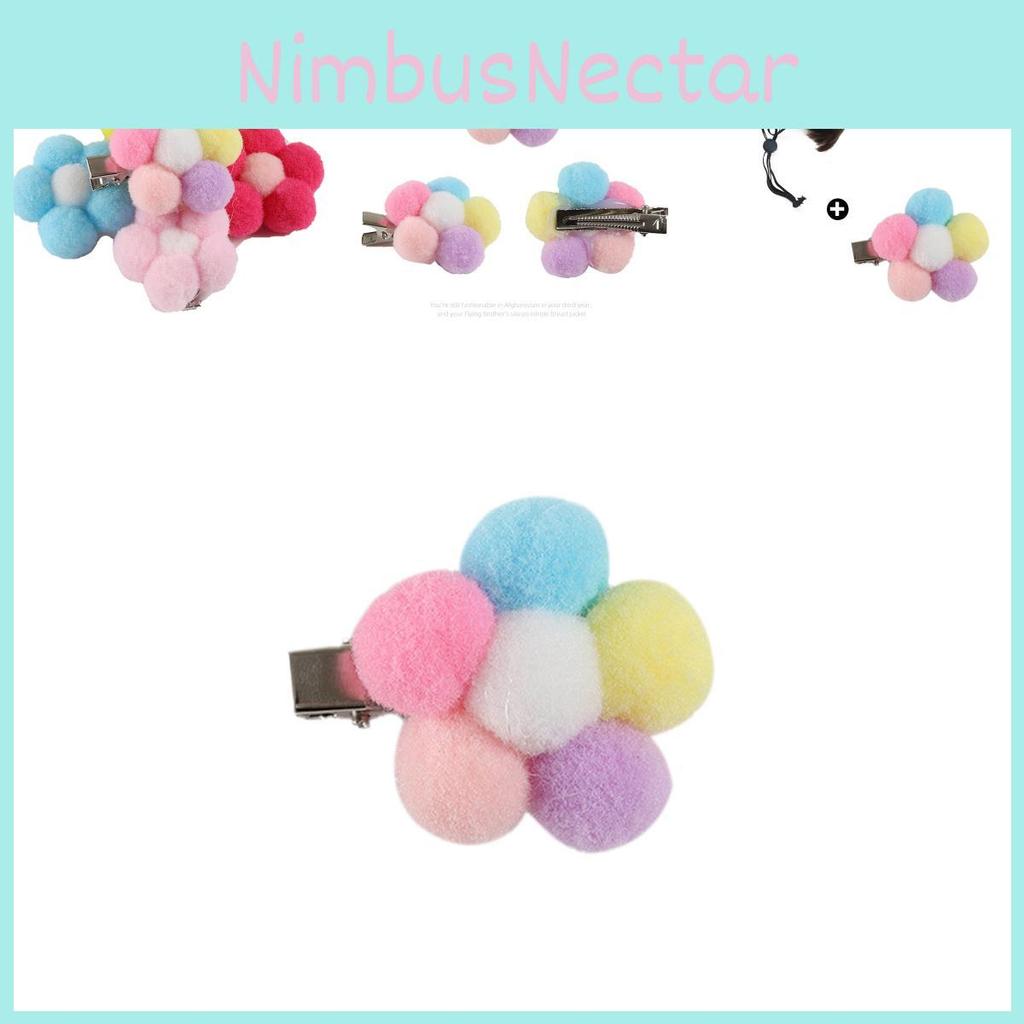 Wig Cute Pet Accessory Set For Dogs With Brown Bob Wig And Colorful Hairpins Flower