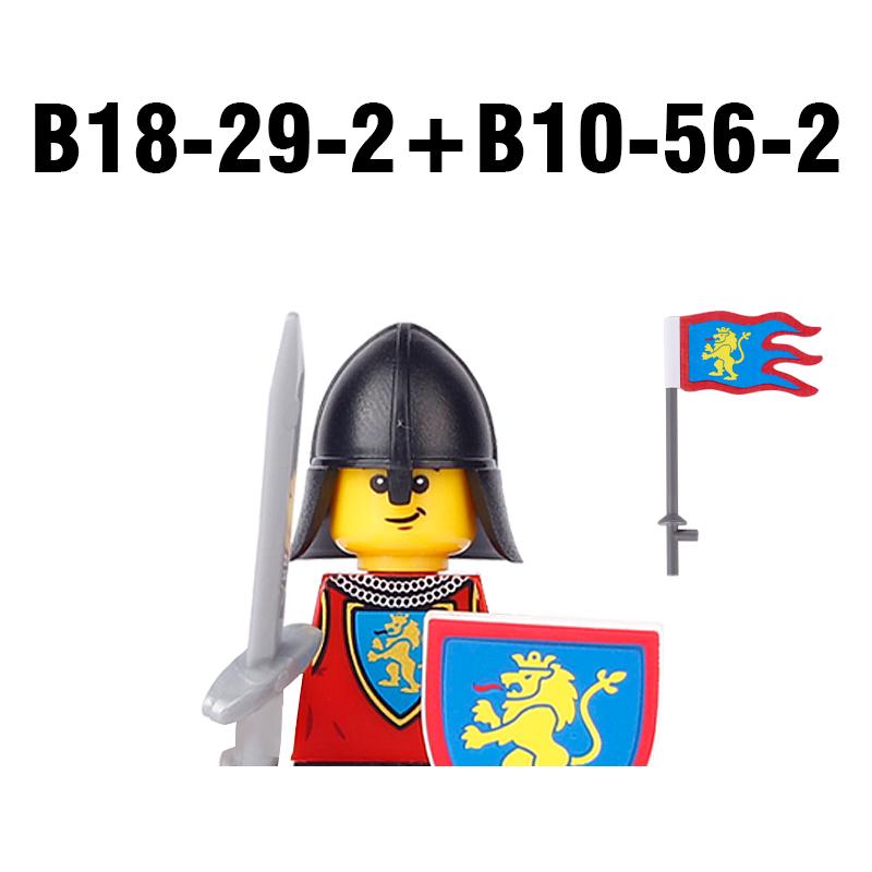 MOC Medieval Military Castle Weapon Roman Knight Helmet Shield Accessories Building Blocks Green Dragon Lion Crusader Bricks Toy