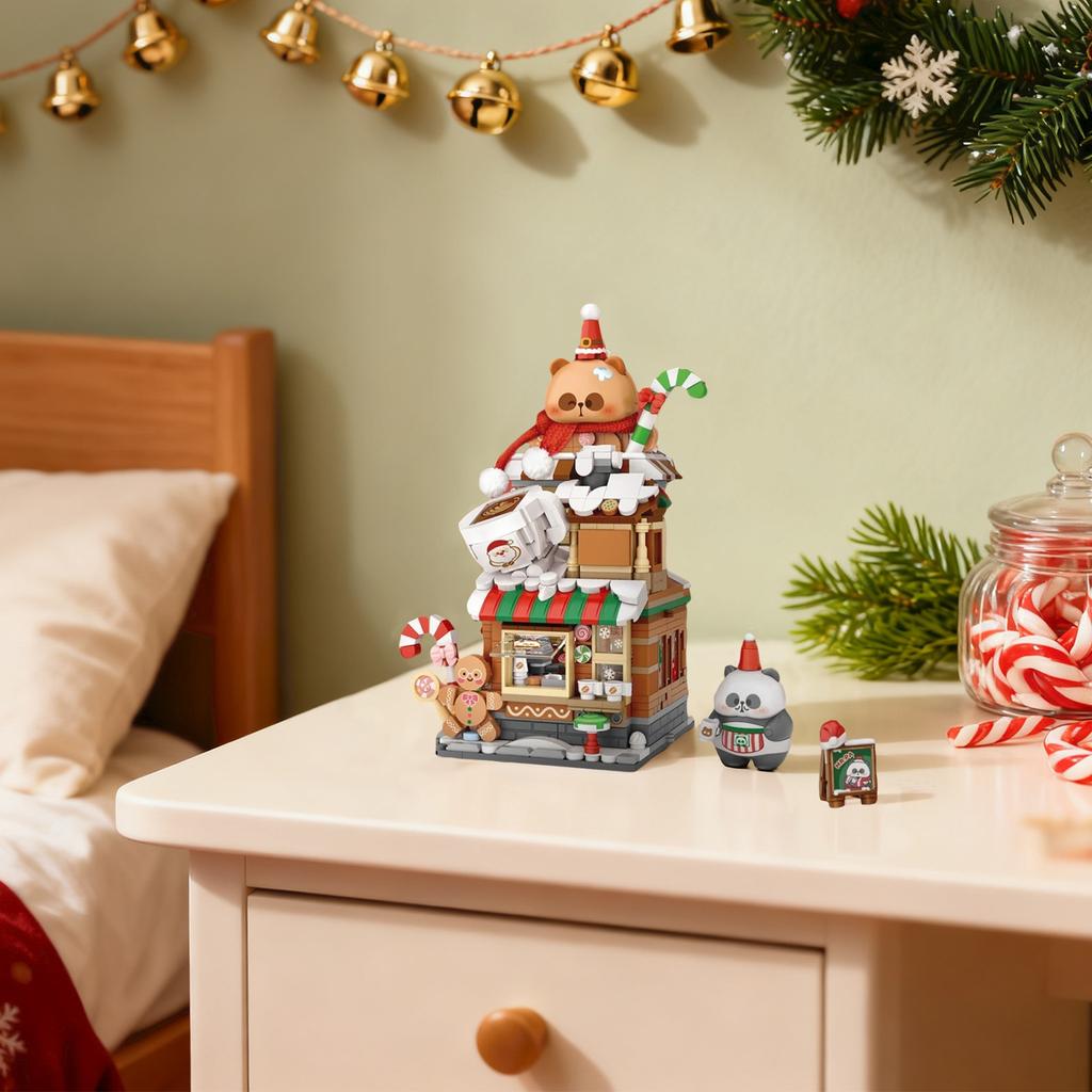Building  , Small  Assembly, Educational Toys, Christmas Mall,  House, Stacked  Scene, House