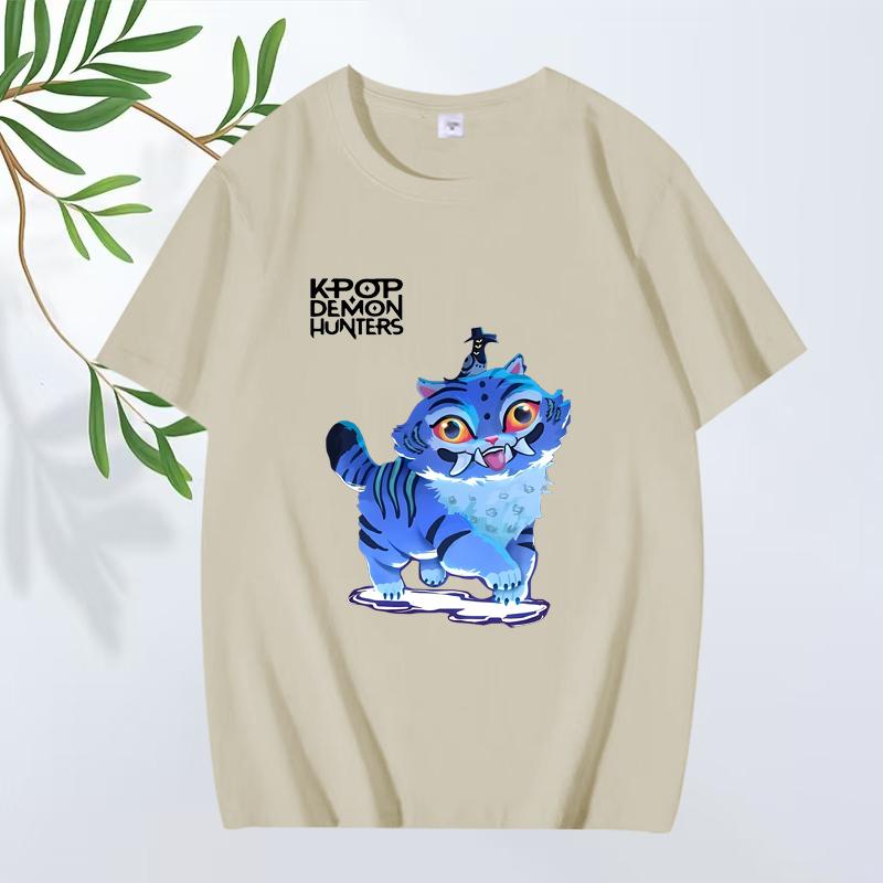 

Cute Demon Cat Kpop Demon Hunter Classic Anime T Shirt 2025 Men Women Oversized 100% Cotton Short Sleeve Summer Print Unisex Tee 4XL