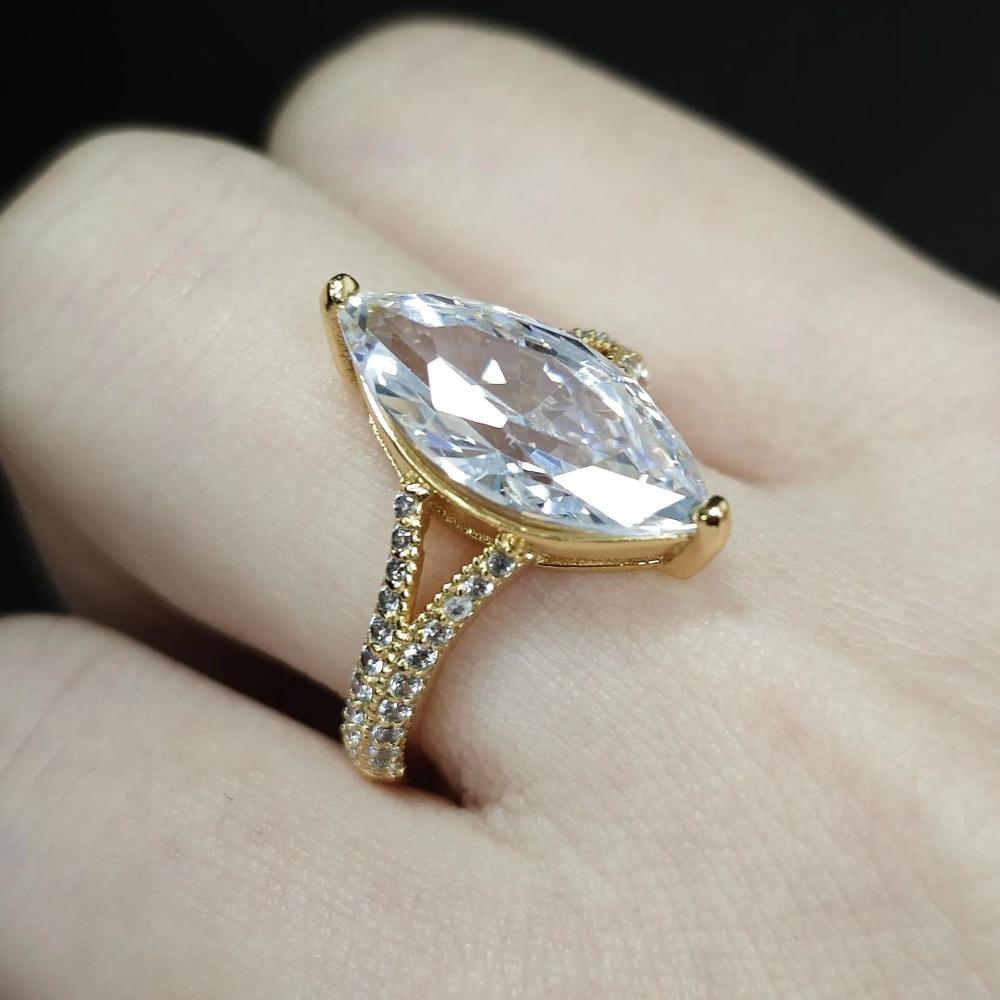 Damen Ehering Birnenschliff Zirkonia Diamant Verlobungsring Stilvoller Schmuck Geschenk