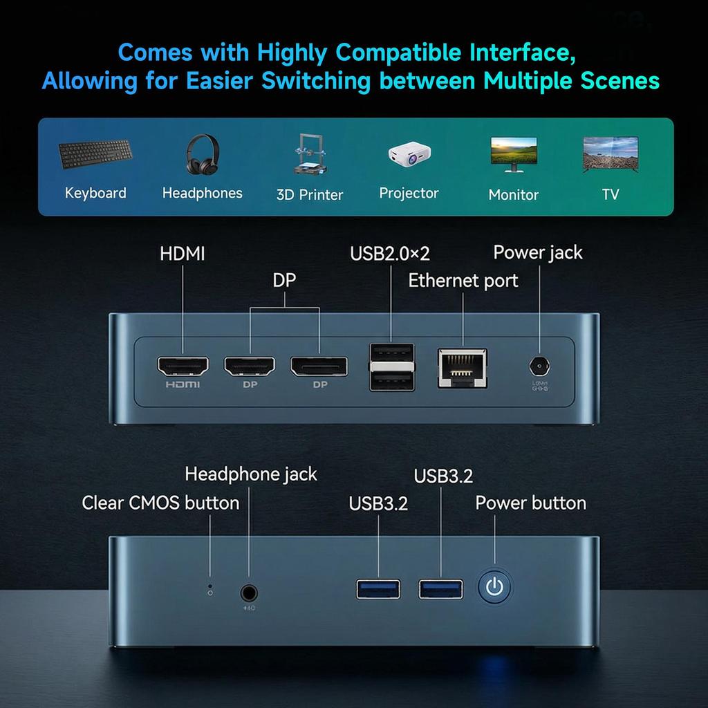 Mini Pc BMAX B2 Power 8G+256G SSD Intel Celeron Processor 5205U  Intel UHD Graphics  Window 11