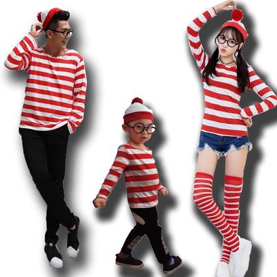 Kostým na Halloween pre rodiča a dieťa Kde je Wally - Cosplay britskej kreslenej postavičky pre páry