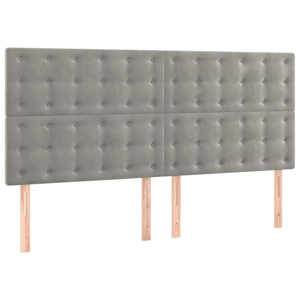 Vidaxl Letto Continentale Con Materasso, Grigio Chiaro, Velluto, 200X200Cm
