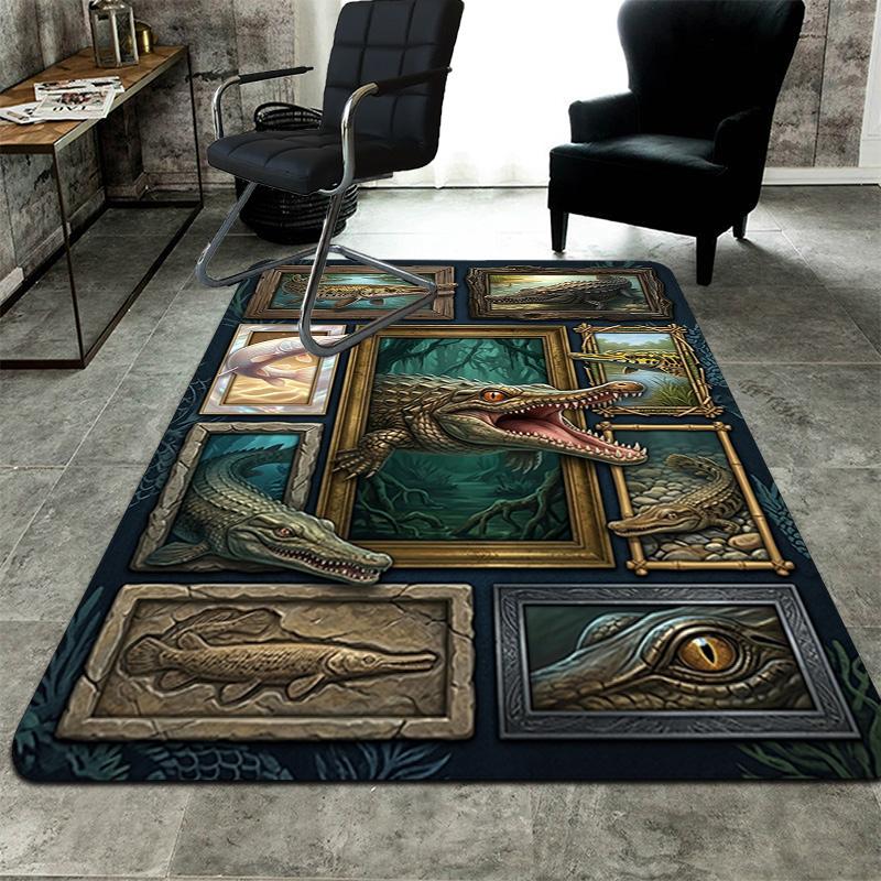 Crocodile Collection Pattern Rug Floor Mat for Living Room or Bedroom Soft and Comfortable Carpet a Gift for Birthday and Holiday.