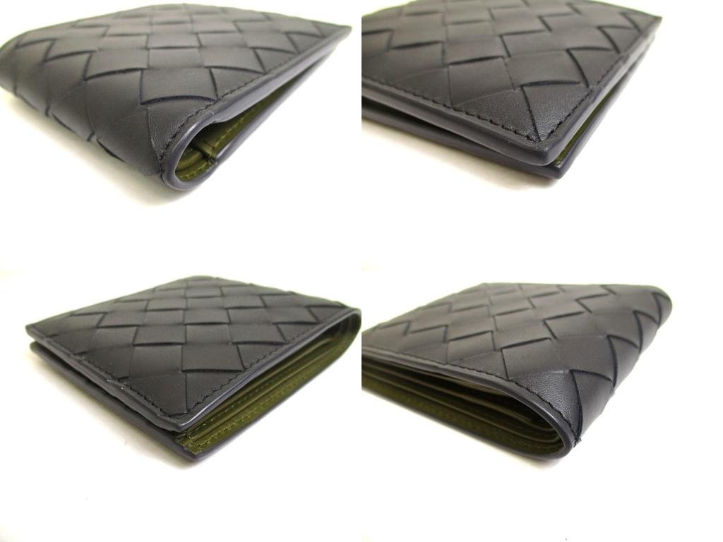 Authentic BOTTEGA VENETA Dark Navy Blue Leather Small Bi-Fold Bill Wallet #a594  Refurbished