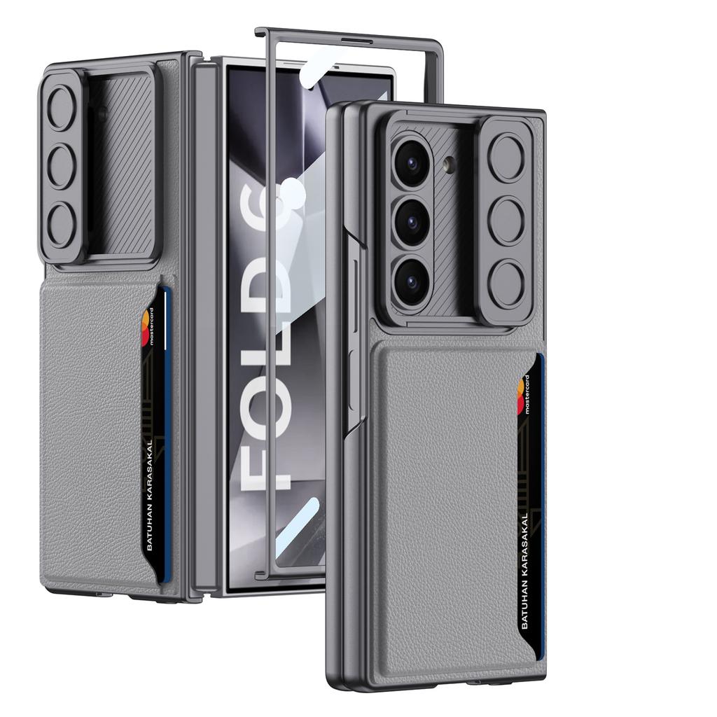 Suitable for Samsung Z Fold6 Mobile Phone Case Folding Screen Ultra Thin Business Leather Card Bag Anti Fall Protection Case