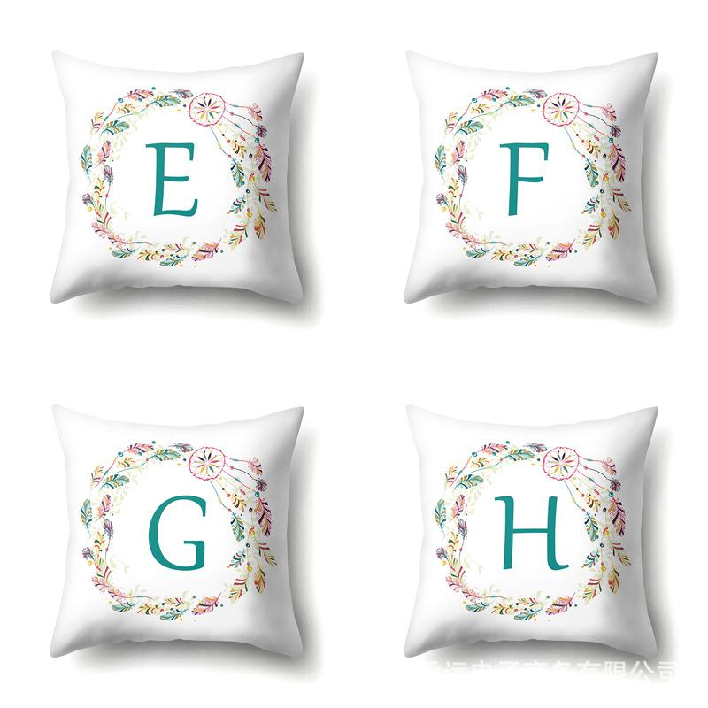 Polyester Pillowcase Simple Home Furnishing 26 English Letter Printed Pillowcase Car Cushion Waist Cushion Cover