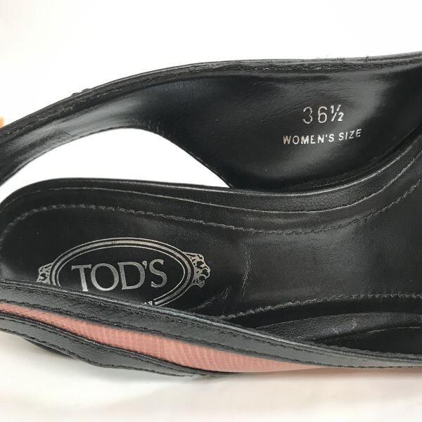 TOD’S Sandals Women’s 36.5 23.0-23.5 Black Pink Ribbon Pumps(USED)