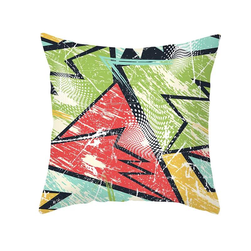 Sofa Office Chair Cushion Cover Luxury Comfortable Flower Pillow Retro Abstract Geometric Printing Pillowcase