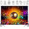 Backdrop for 70s, 80s and 90s Disco Dance Party, Retro Club, Neon Ball, Stage Banner, Background Props for Ph5258