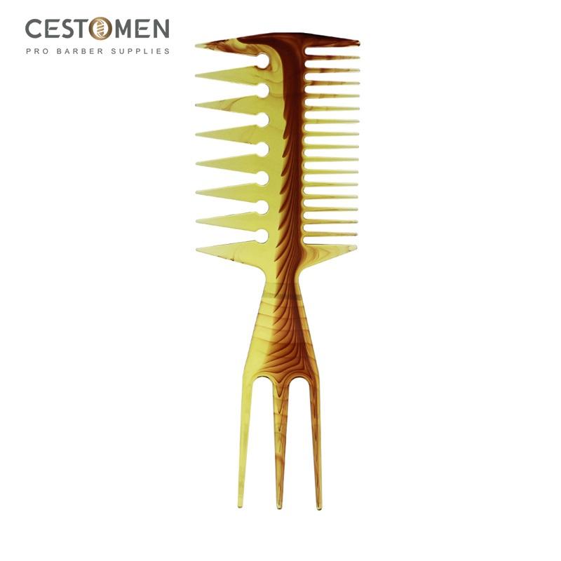 

CESTOMEN Многофункциональная трехсторонняя расческа для волос в стиле афро, масляная головка, парикмахерская расческа Pro с широкими зубьями, мужская расческа для укладки волос