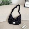 6225 Korean Style Corduroy Bow Crossbody Canvas Bag - Single Shoulder, Early Spring Edition