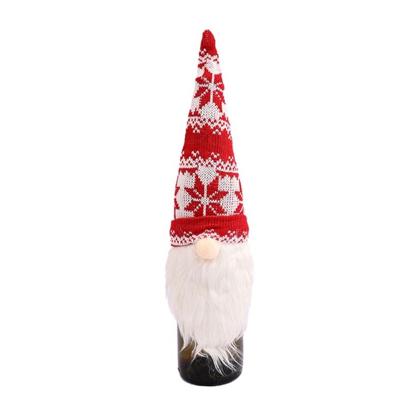 Santa Face Knitted Bottle Toppers Holiday Homes Decors For Christmas Dining Table Centerpieces And Kids Friendly