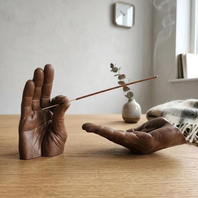 Yousheng 1 Pair Hand Statues Incense Holder Resin Incense Burner Ash Catcher Decorative Incense Stick Holder for Meditation Yoga Tabletop