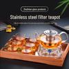 High-Grade Glass and Stainless Steel Teapot - Heat Resistant Transparent Flower Tea Set