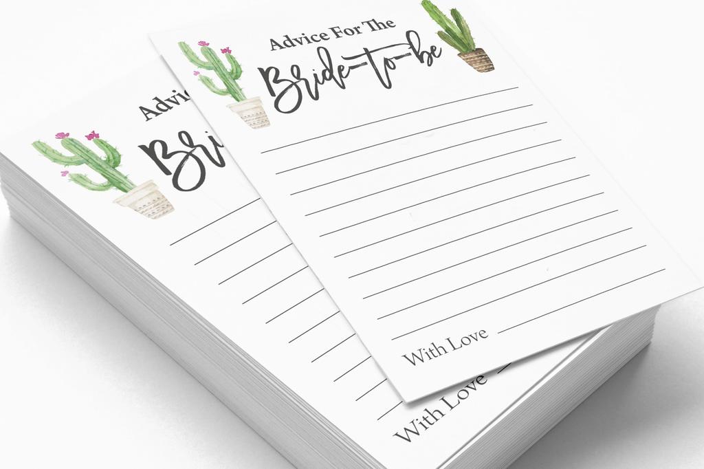 Inkdotpot Cactus Taco'Bout LoveA  Advice And Wishes Set Of 50 Bridal Shower Advice Game