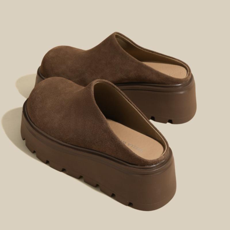 Fashion High Heels Women's Platform Slippers Autumn Suede Shoes for Woman Comfortable Casual Shoes 2025 New Trends Zapatillas De Mujer
