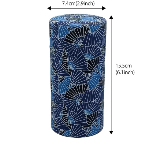 Noguchi Kumataro Tea Garden Tea Caddy, Large Capacity 200g, with Washi Paper and Inner Lid, Indigo Dyed Blue, Made in Japan, Stylish