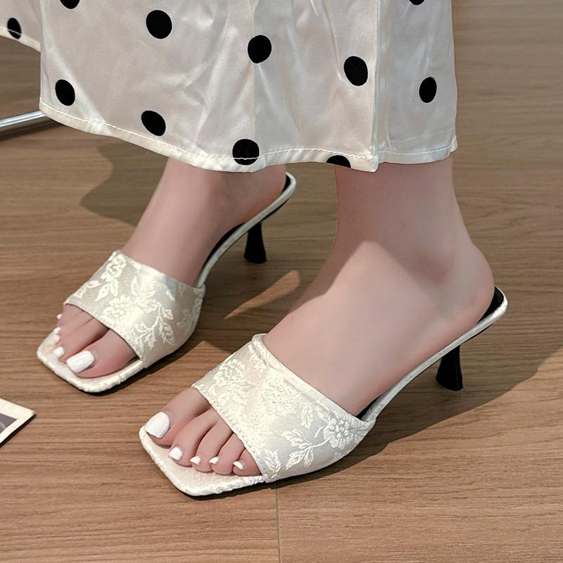 Fashion Summer Women Sandals 2025fashion Square Toe Ladies Slippers Open Toe Luxury Dress High Heels Sexy Casual Prom Sandals Large Size